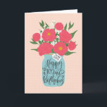 Zum 102. Geburtstag Sister w Mason Jar der Blume Karte<br><div class="desc">Ein Maurerkirsch füllte sich mit einem herrlichen Haufen von Pfannkuchen und weißen Blume mit den handgeschriebenen Worten 'Für meine Schwester' auf dem Etikett und 'Happy 102. Geburtstag' auf dem Maurerglas. Die perfekte Geburtstagskarte zum Geburtstag deiner Schwester! © Ness Nordberg</div>
