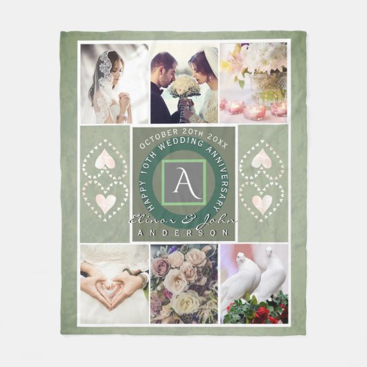 "Zum 10. Jubiläum" 6 Fotos Farbe Zinn Fleecedecke (Vorderseite)