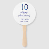 Zum 10. Jubiläum blauer Glitzer Namensdatum hinzuf Fächer (Rückseite)