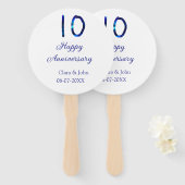 Zum 10. Jubiläum blauer Glitzer Namensdatum hinzuf Fächer (Vorne und Hinten)