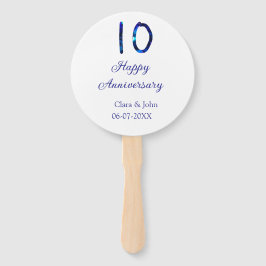 Zum 10. Jubiläum blauer Glitzer Namensdatum hinzuf Fächer