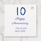 Zum 10. Jubiläum blauer Glitzer Namensdatum hinzuf Geschenkanhänger (Rückseite)