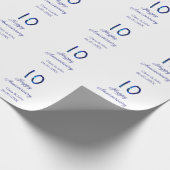 Zum 10. Jubiläum blauer Glitzer Namensdatum hinzuf Geschenkpapier (Ecke)