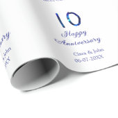 Zum 10. Jubiläum blauer Glitzer Namensdatum hinzuf Geschenkpapier (Rolleneckpunkt)