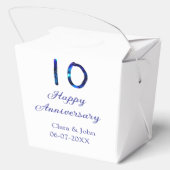 Zum 10. Jubiläum blauer Glitzer Namensdatum hinzuf Geschenkschachtel (Rückseite)