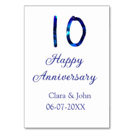 Zum 10. Jubiläum blauer Glitzer Namensdatum hinzuf Tischnummer