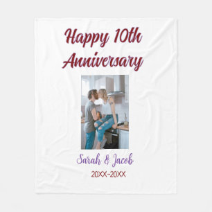 Zum 10. Jubiläum Foto Hochzeitspaar Name d Fleecedecke