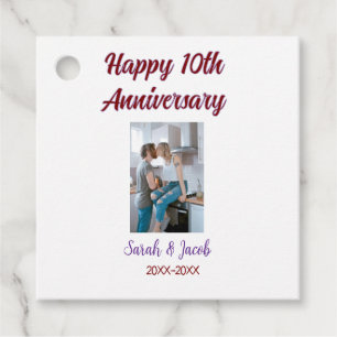 Zum 10. Jubiläum Foto Hochzeitspaar Name d Geschenkanhänger