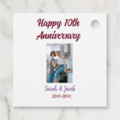 Zum 10. Jubiläum Foto Hochzeitspaar Name d Geschenkanhänger (Rückseite)