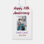 Zum 10. Jubiläum Foto Hochzeitspaar Name d Geschenkanhänger (Rückseite)