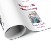 Zum 10. Jubiläum Foto Hochzeitspaar Name d Geschenkpapier (Rolleneckpunkt)