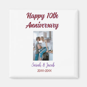 Zum 10. Jubiläum Foto Hochzeitspaar Name d Magnet
