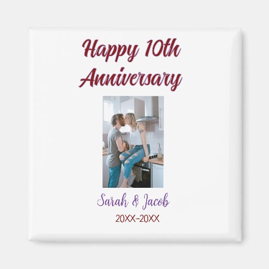 Zum 10. Jubiläum Foto Hochzeitspaar Name d Magnet (Vorne)
