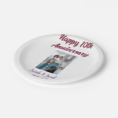 Zum 10. Jubiläum Foto Hochzeitspaar Name d Pappteller (Schrägansicht)