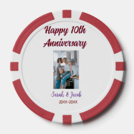 Zum 10. Jubiläum Foto Hochzeitspaar Name d Pokerchips