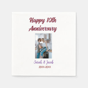Zum 10. Jubiläum Foto Hochzeitspaar Name d Serviette