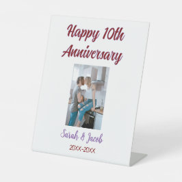 Zum 10. Jubiläum Foto Hochzeitspaar Name d Sockelschild