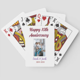 Zum 10. Jubiläum Foto Hochzeitspaar Name d Spielkarten