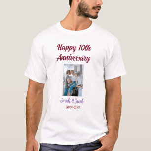 Zum 10. Jubiläum Foto Hochzeitspaar Name d T-Shirt