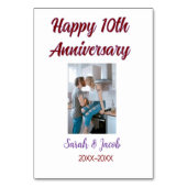 Zum 10. Jubiläum Foto Hochzeitspaar Name d Tischnummer (Rückseite)