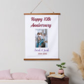 Zum 10. Jubiläum Foto Hochzeitspaar Name d Wandteppich Mit Holzrahmen (Schlafzimmer)