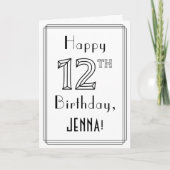 Zum 12. Geburtstag, Art-Déco-Stil mit Individuelle Karte (Vorderseite)