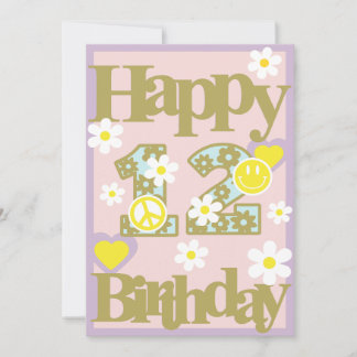 Zum 12. Geburtstag - Girl’s Card mit Blume Feiertagskarte