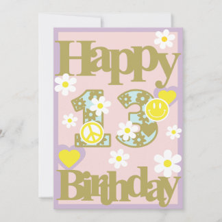 Zum 13. Geburtstag - Girl’s Card mit Blume Feiertagskarte