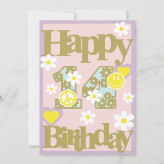 Zum 14. Geburtstag - Girl’s Card mit Blume Feiertagskarte
