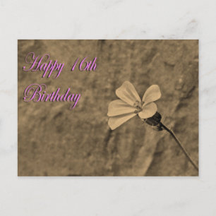 Zum 16. Geburtstag Blume und Stone in Sepia Postkarte