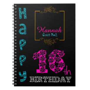 Zum 16. Geburtstag Girly Personalisiertes Gästebuc Notizblock