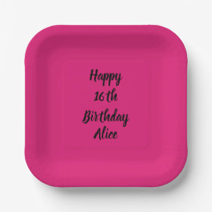 Zum 16. Geburtstag Individuelle Name Girly Pink Bl Pappteller