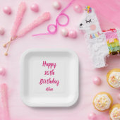 Zum 16. Geburtstag Pink White Individuelle Name Gi Pappteller (Party)