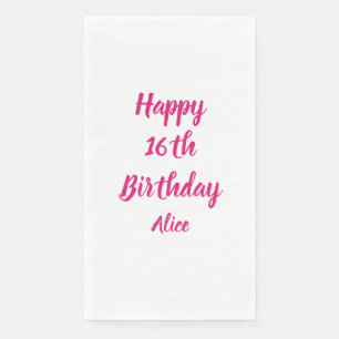 Zum 16. Geburtstag Pink White Individuelle Name Gi Serviette