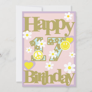Zum 17. Geburtstag - Girl’s Card mit Blume Feiertagskarte