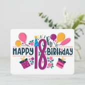 Zum 18. Geburtstag Feiertagskarte (Stehend Vorderseite)