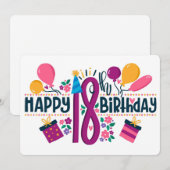 Zum 18. Geburtstag Feiertagskarte (Vorne/Hinten)