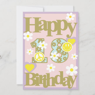 Zum 18. Geburtstag - Girl’s Card mit Blume Feiertagskarte