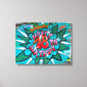 Zum 18. Geburtstag Graffiti Leinwanddruck