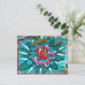 Zum 18. Geburtstag Graffiti Postkarte (Stehend Vorderseite)