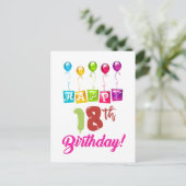 Zum 18. Geburtstag Postkarte (Stehend Vorderseite)