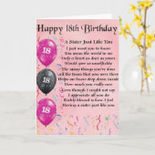 Zum 18. Geburtstag - Schwester Gedicht Karte (Gelbe Blume)