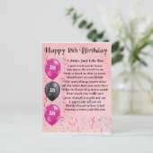 Zum 18. Geburtstag - Schwester Gedicht Postkarte (Stehend Vorderseite)