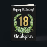 Zum 18. Geburtstag Son Modern Gold Kranz Name Karte<br><div class="desc">Glückliche 18. Geburtstag Son Modern Gold Kranz Namenkarte. Passen Sie den Namen des Empfängers auf der Vorderseite und die Grußbotschaften auf der Vorder- und Innenseite an.</div>