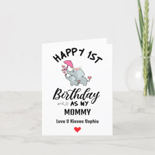 Zum 1. Geburtstag als Mama mit Elefant Feiertagskarte