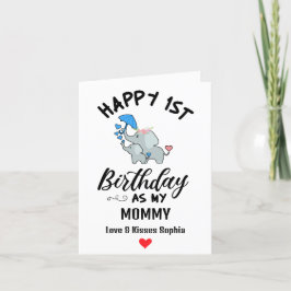 Zum 1. Geburtstag als Mama mit Elefant Feiertagskarte