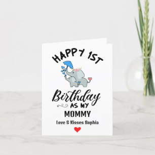 Zum 1. Geburtstag als Mama mit Elefant Feiertagskarte
