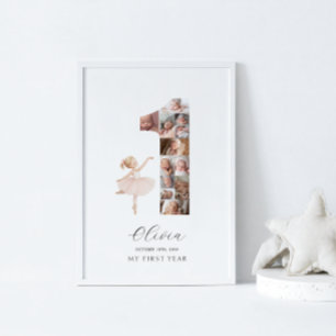 Zum 1. Geburtstag Ballerina Foto Collage Poster