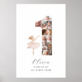 Zum 1. Geburtstag Ballerina Foto Collage Poster (Vorne)