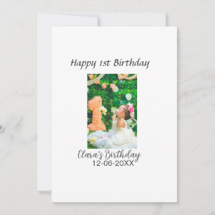 Zum 1. Geburtstag Foto schlicht und elegant Einladung